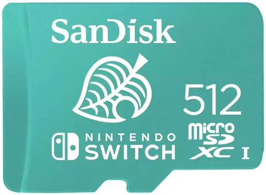 Offizielle Produktabbildung SanDisk microSDXC für Nintendo Switch 512 GB; kapazitätsspezifische Vorderansicht aus Hersteller-Galerie.